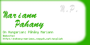 mariann pahany business card