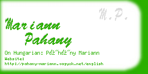 mariann pahany business card